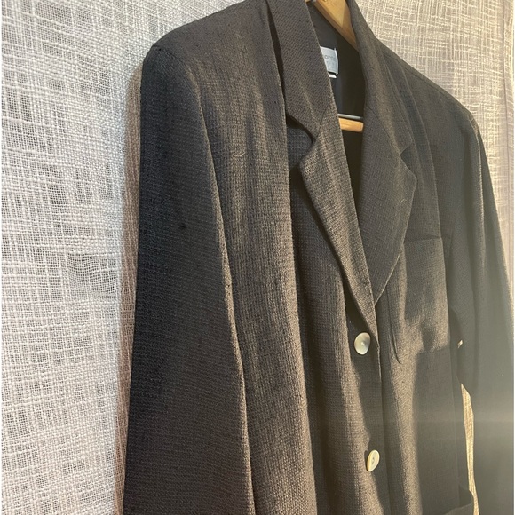 Liz Claiborne black lineny blazer - Picture 2 of 6